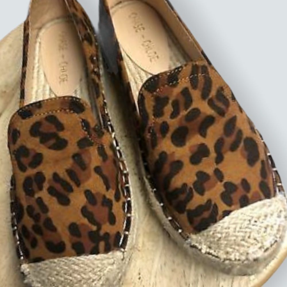 New in box Chase & Chloe Leopard Espadrille slip on, NIB - Picture 3 of 8